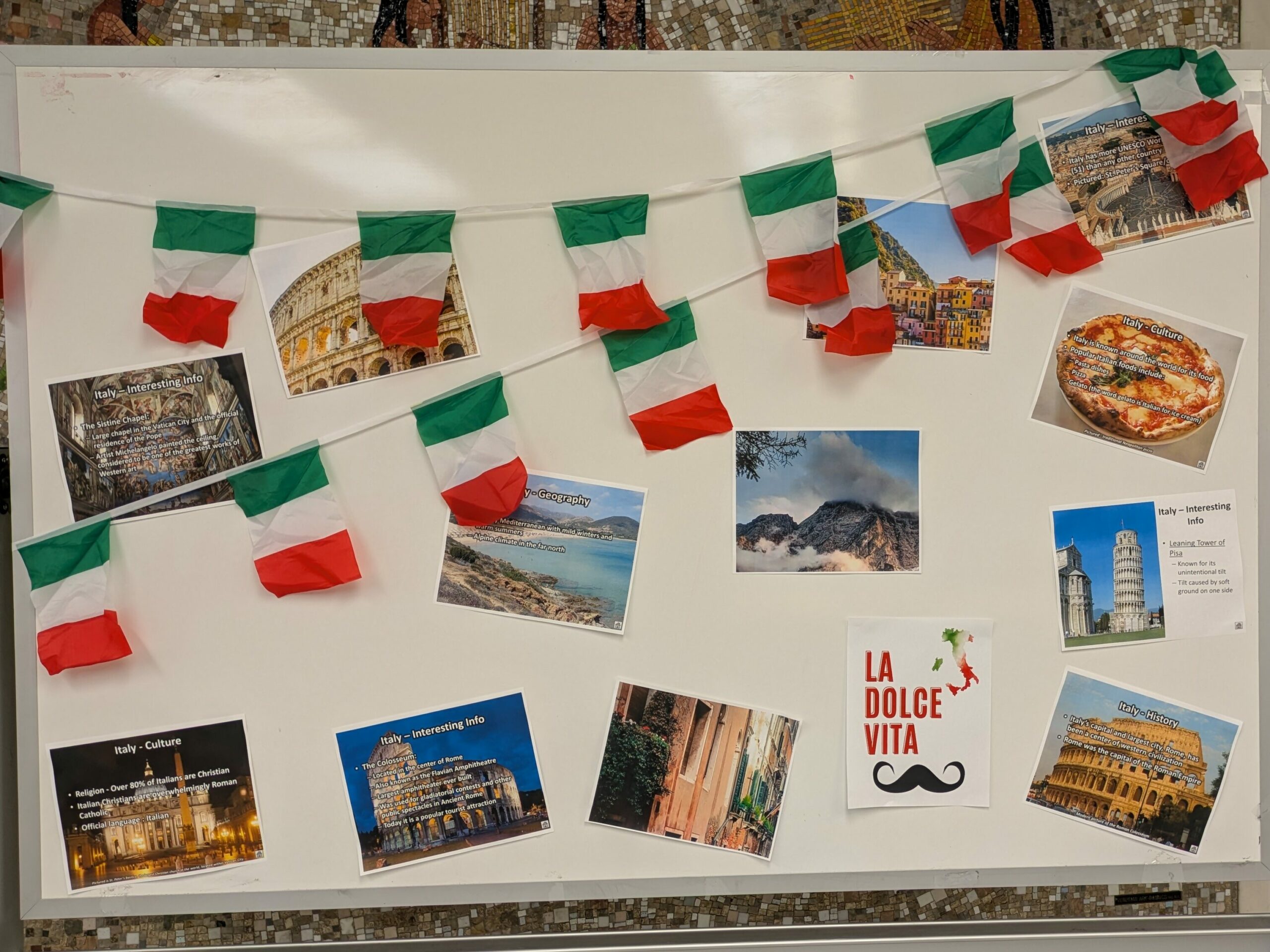 Bulletin board for Italian Heritage.